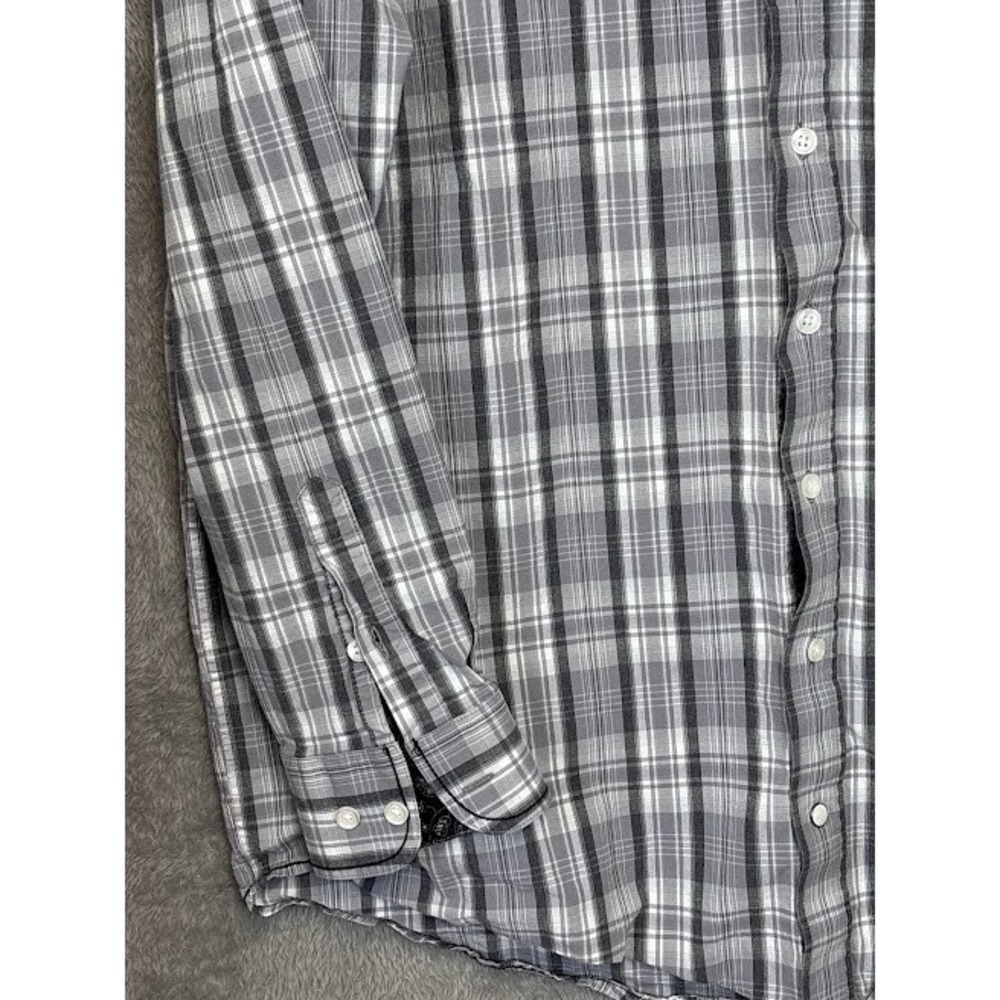 Panhandle Roughstock XXL Plaid‎ Button Down Shirt Menswear Gray White - Picture 6 of 10